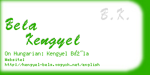 bela kengyel business card